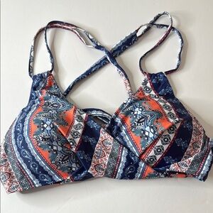 Cupshe Paisley Print Boho Bikini Swim Top Blue Print XL